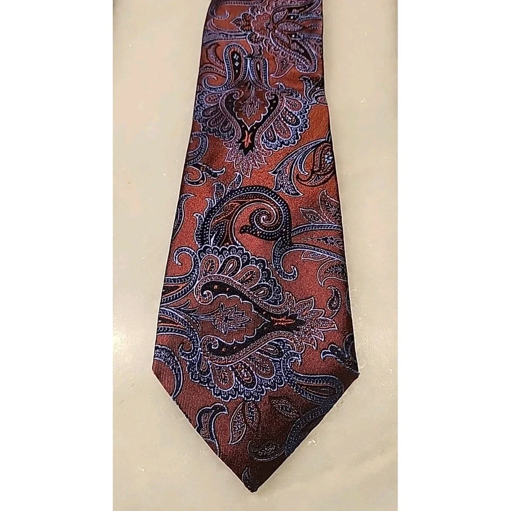 4/Joseph A Banks Signature Collection 100% SILK Neckties‎ Navy Burgundy Gold EC